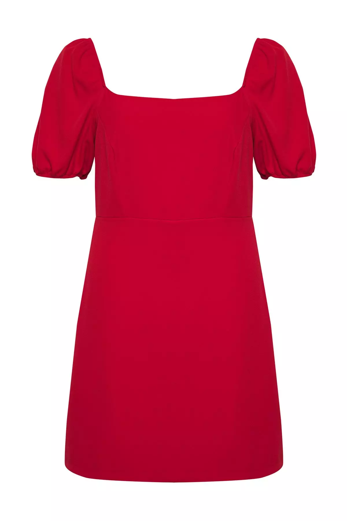 Square Neck Lining with Shorts Balloon Sleeves Woven Plus Size Dress