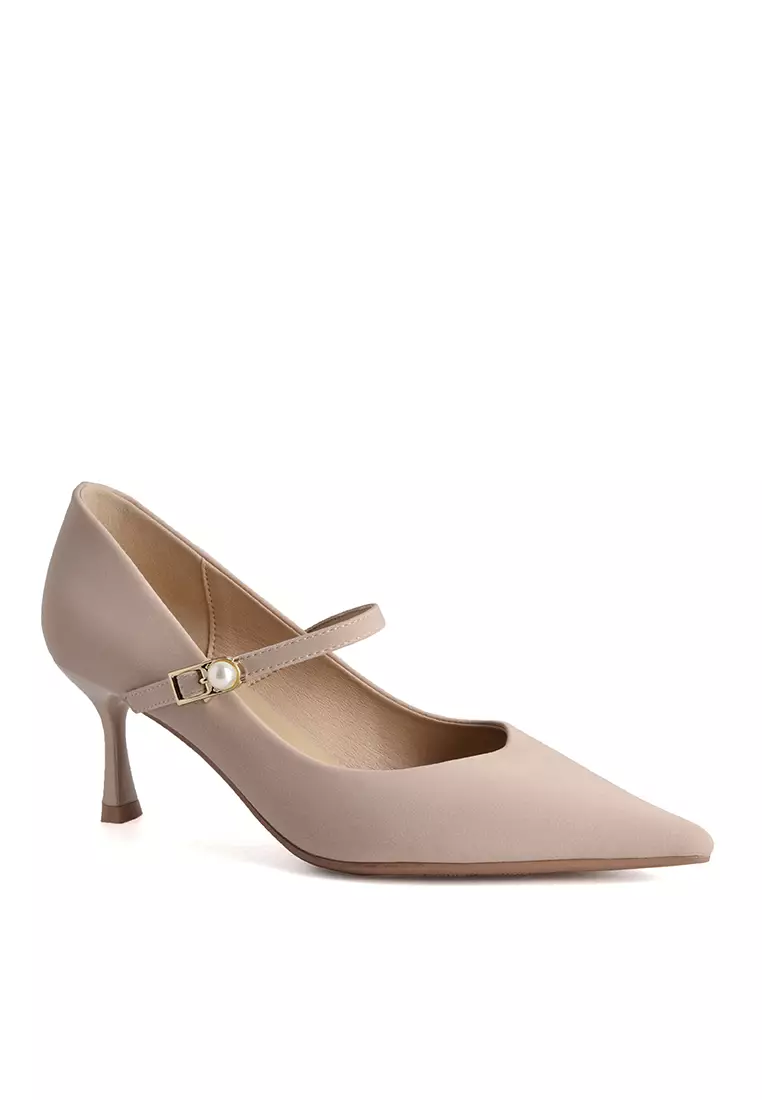 6CM Pearl Strap Satin Wedding Heels XJ3356-3