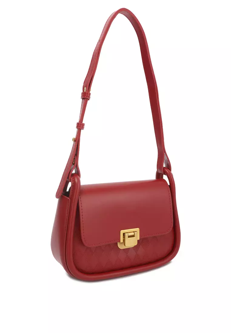 Faux Leather Sling Bag in Red