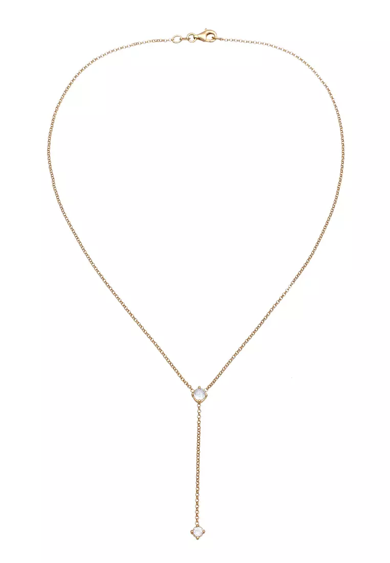 Necklace Y Chain Zirconia Gold Plated