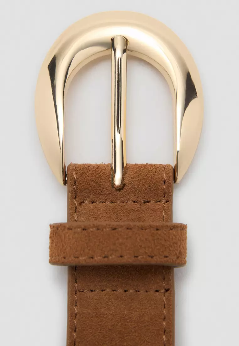 Leather Belt With Oval Buckle