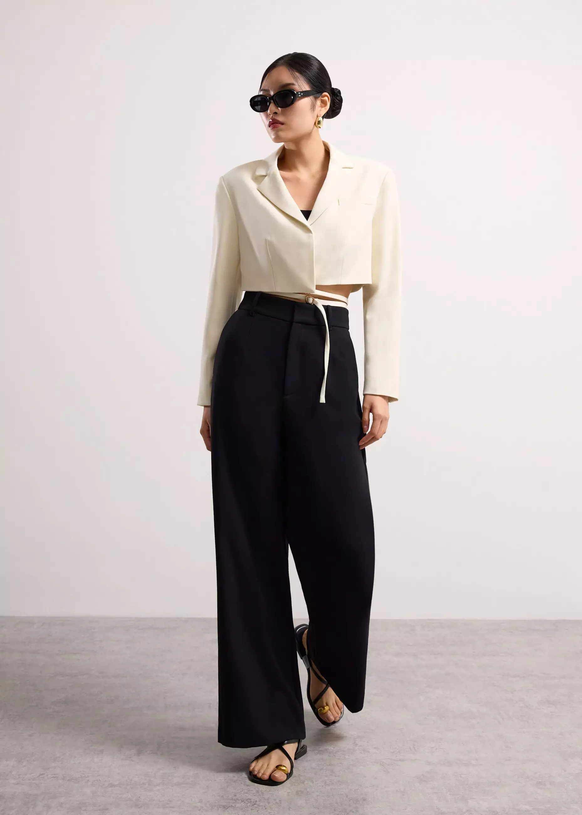 Blazer Wanita - RuchedReady® Oversized Front Wrap Crop Blazer