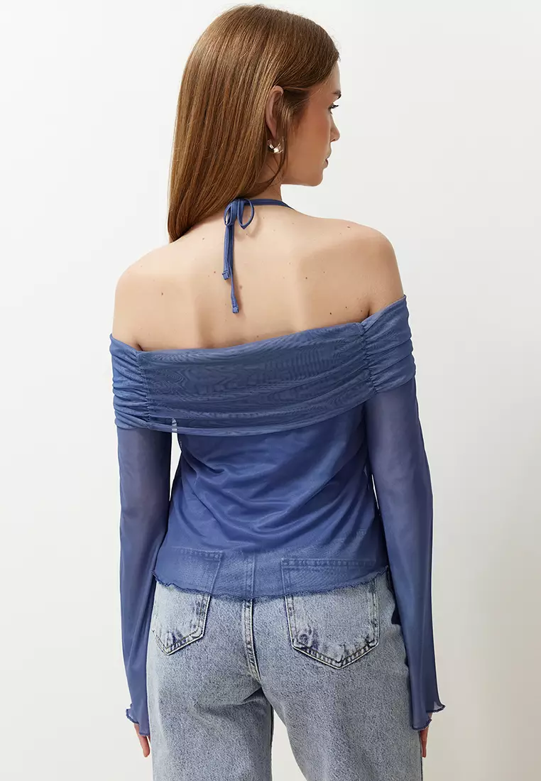 Knitted Blouse with Flared Sleeves