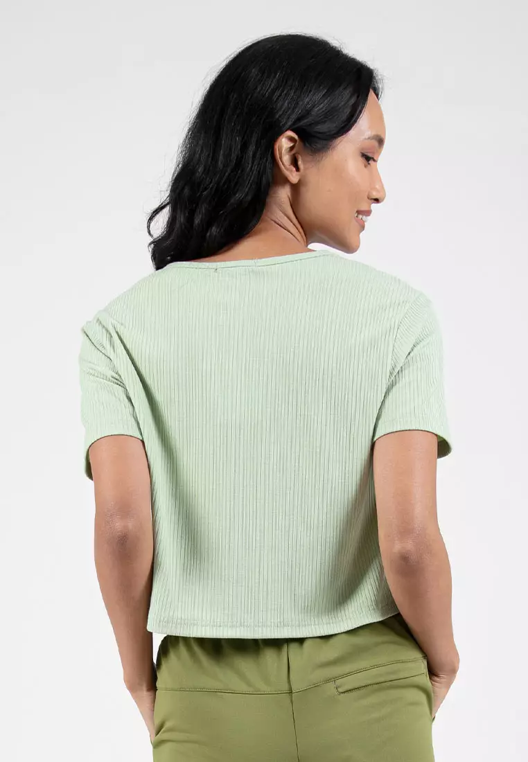Forest Ladies Ribbed Crop Top Women Crop T-Shirt | 822343-42LtGreen