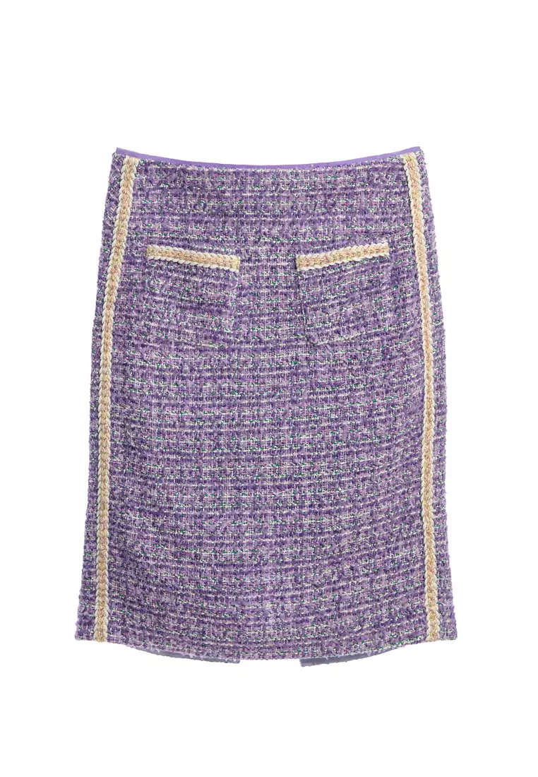 Purple Tweed Pencil Skirt