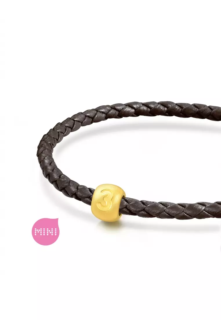 999 24K Solid Gold Number Three Charm 93668C (Bracelet not included)