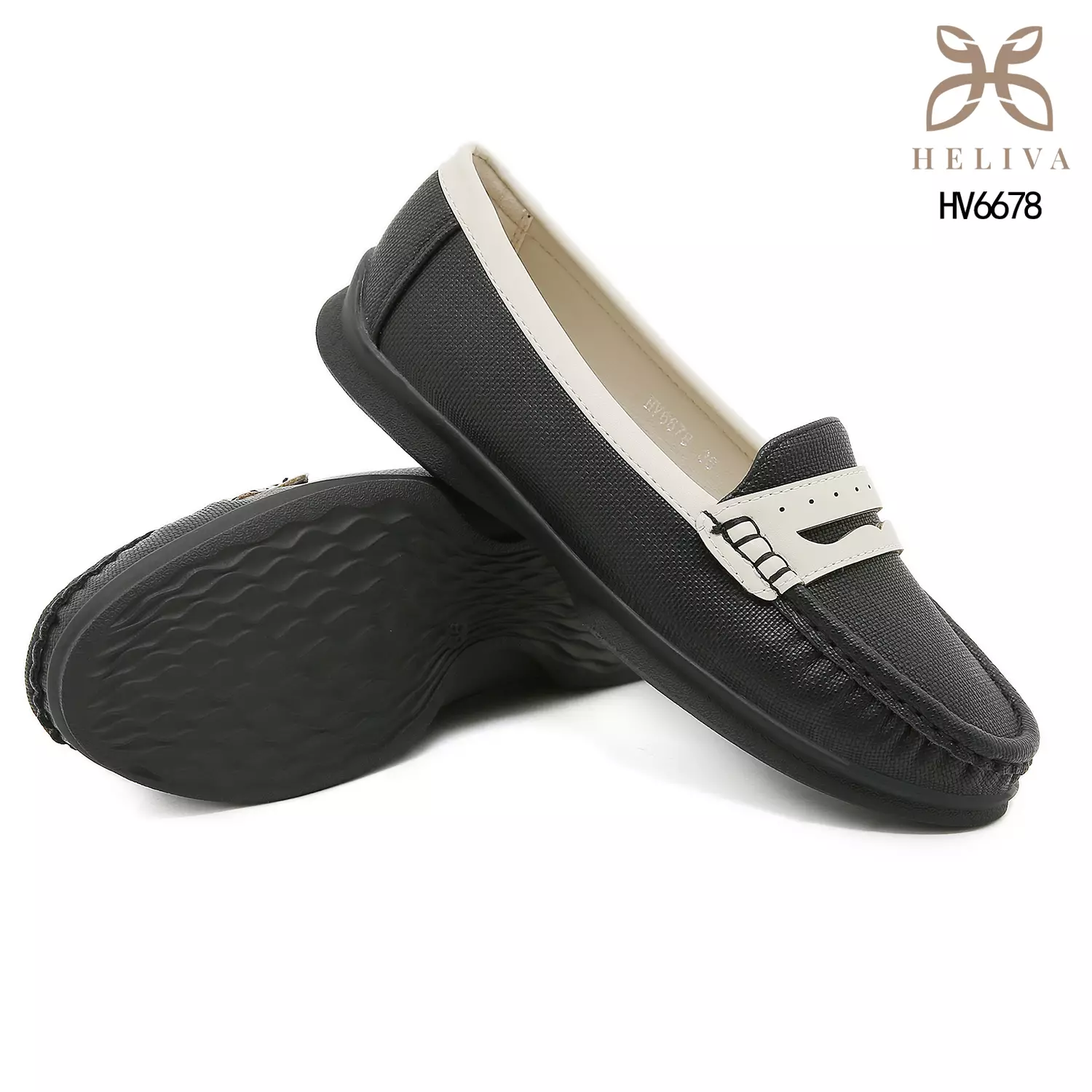 Heliva Esha Elegant Linen-Textured Loafers with 2cm Sole Casual Slip-On Comfort HV6678