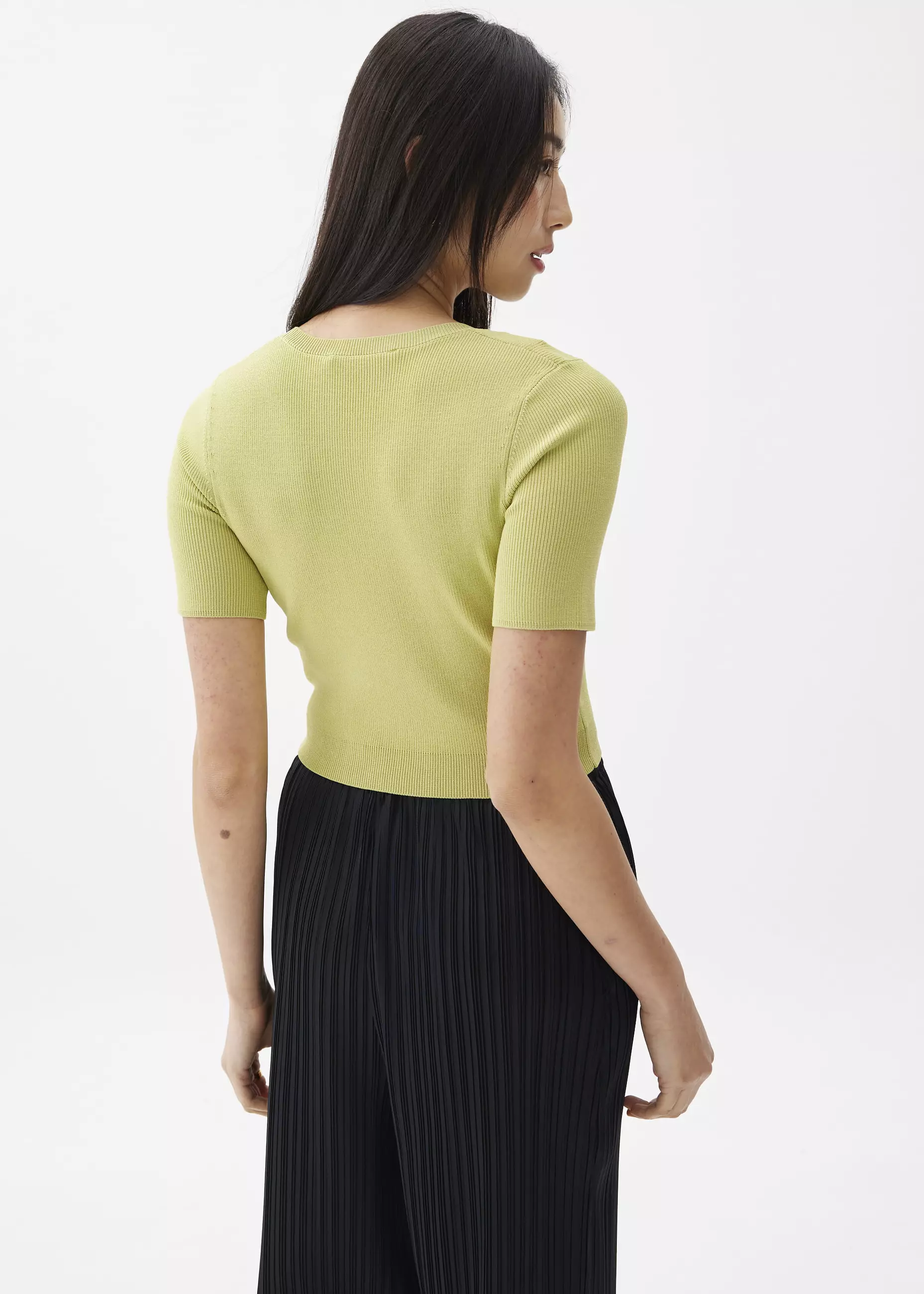 Atasan Wanita - Kyle Knit Round Neck Crop Top