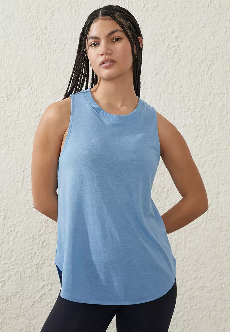 Medium blue marle Womens Active Ruched Tank