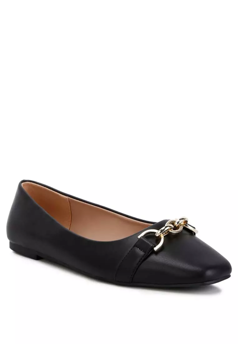 Black Embellished Flat Ballets