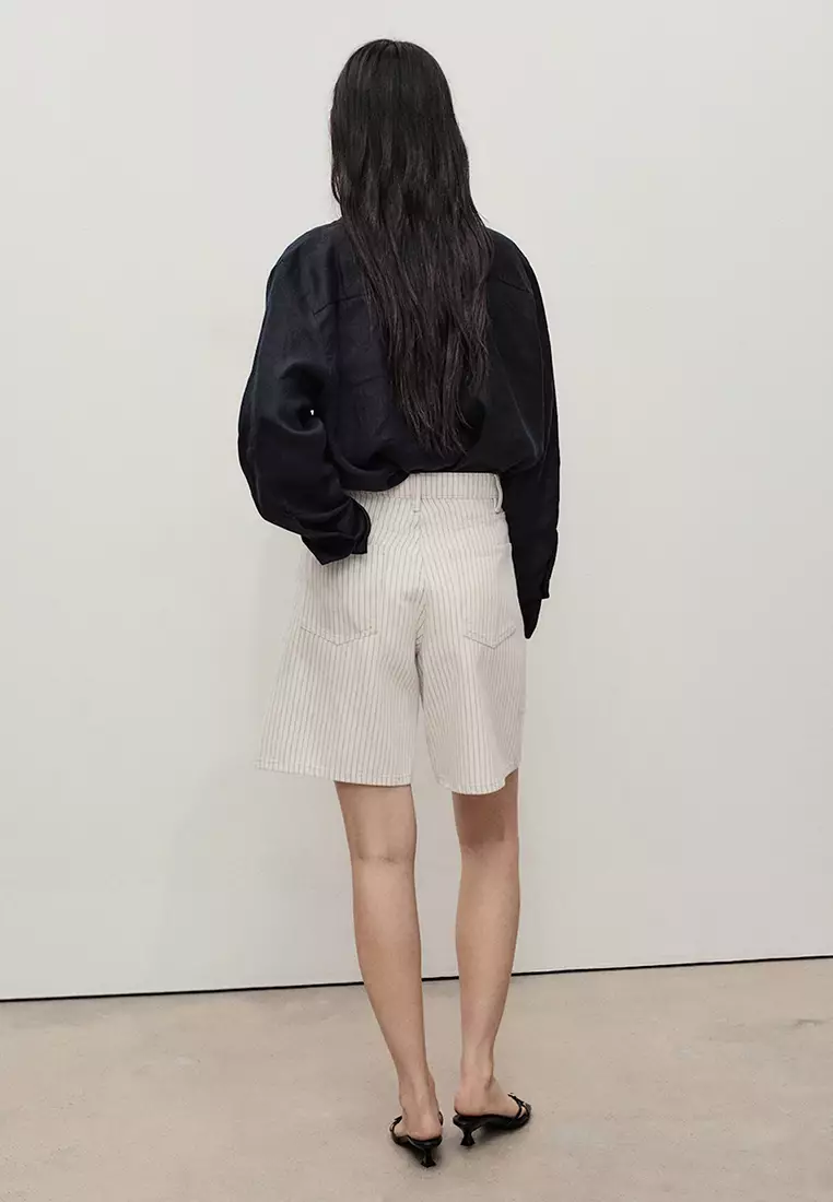 High-Waist Straight Denim Shorts