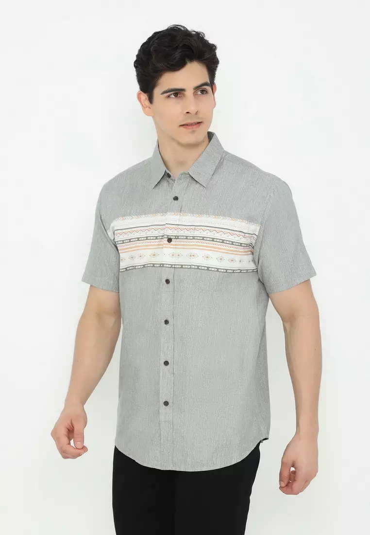 POLICE Kemeja Printing Cotton Soft Regular Fit Pria