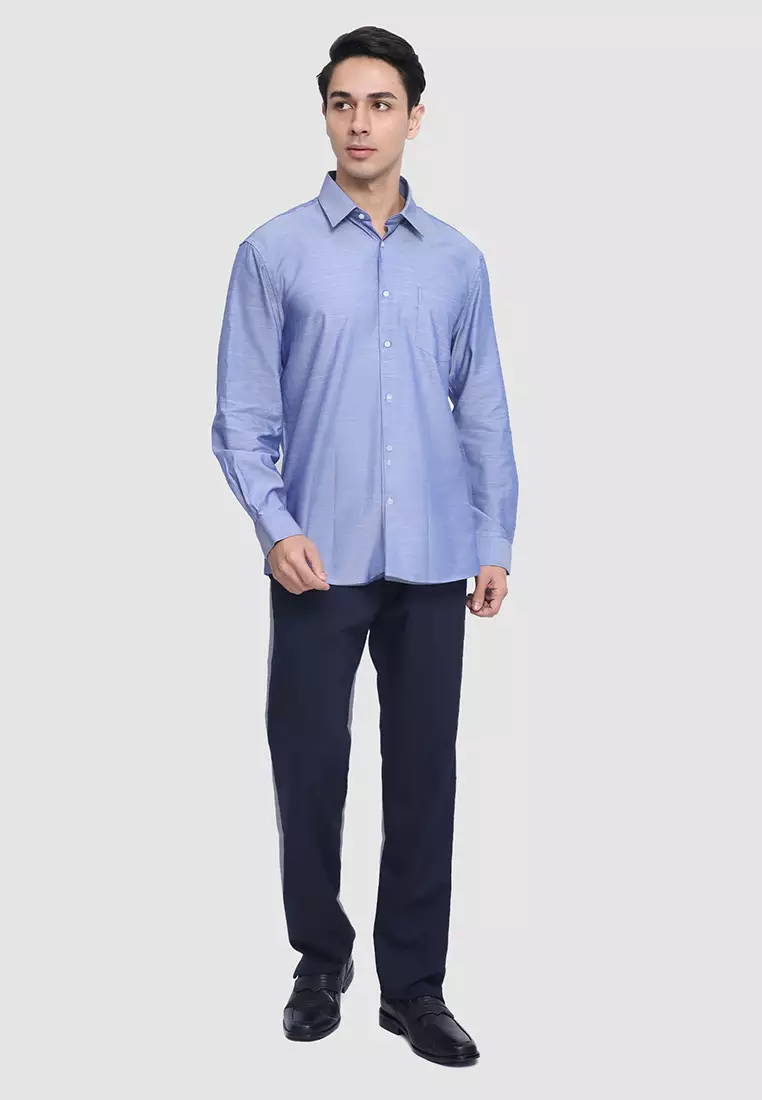 Plain Long Sleeve Dress Shirt in Slim Fit