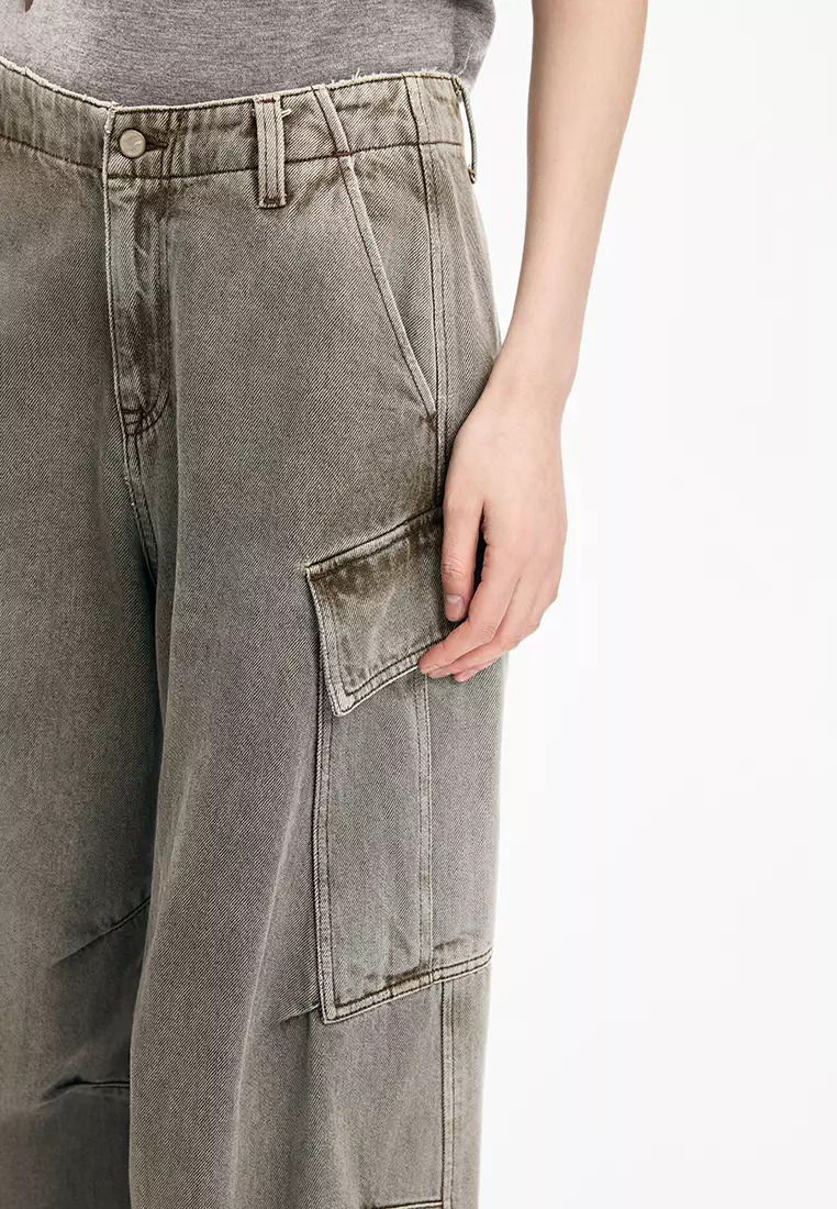 Workwear Rolled Hem Denim Extra Long Pants