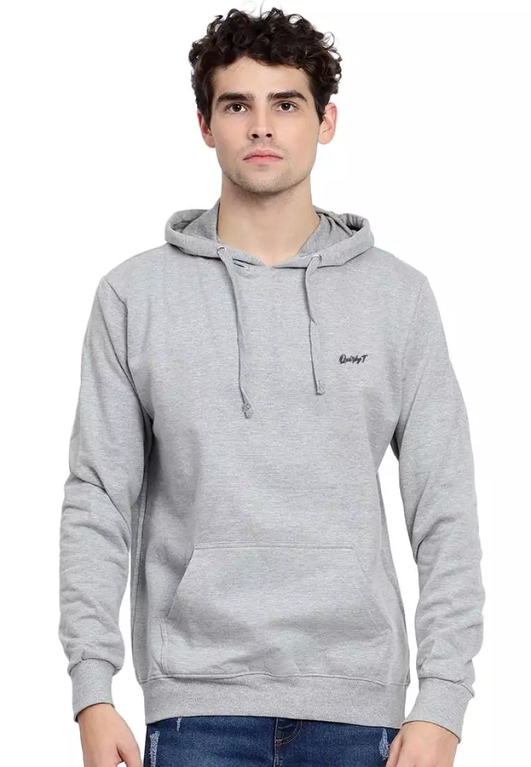 Mens Coloured Skull Graphic Print Grey Cotton Relaxed Fit  Hoodie