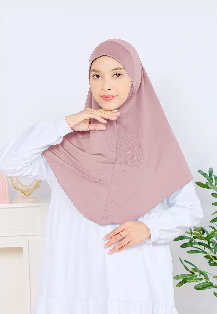 Cotton Bee - Kalea Bergo | Hijab Instan Malay | Jilbab Soft Pad Dagu - Deep Rose