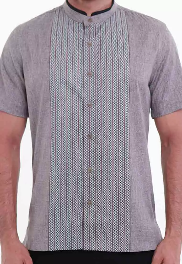 MAGINOT AHKAM GREY Koko Slim Fit Lengan Pendek