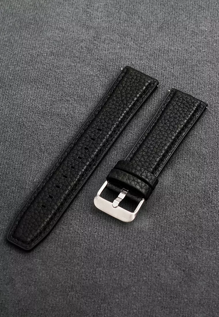 Tali Kulit Pria Leather Strap 20mm Premium Leather Tali Kulit-black 20mm