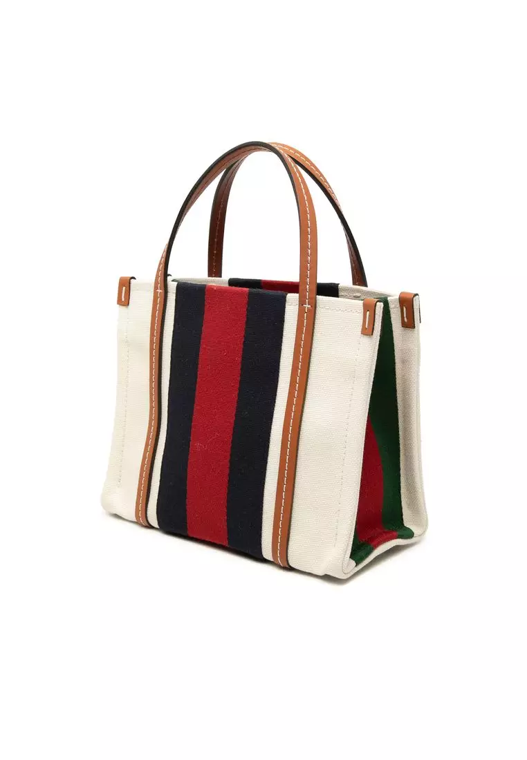 Pre-Loved Gucci Mini Canvas Interlocking G Web Tote