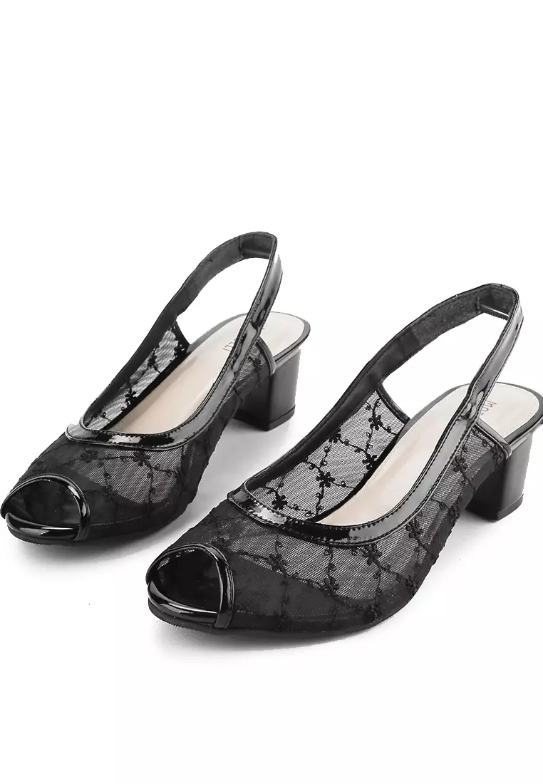 Sena Sepatu Sandal Mesh Wanita Hak 5 cm