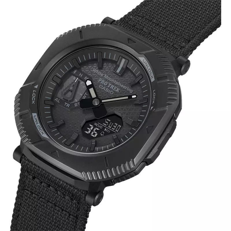 Jam Tangan Pria Casio Pro Trek PRJ-B001WM-1JR Hiker Line White Mountaineering Collaboration Black Cloth Band (JDM)