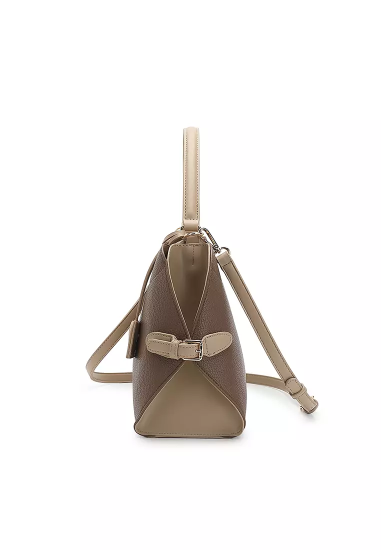 Women's Top Handle Bag / Sling Bag / Crossbody Bag / Shoulder Bag - Dark Brown / Apricot