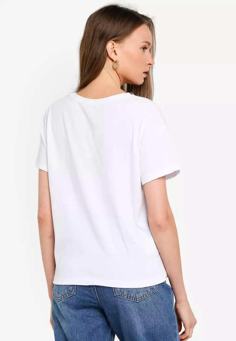 Buy Trendyol White Side Snap Button T Shirt 2024 Online ZALORA