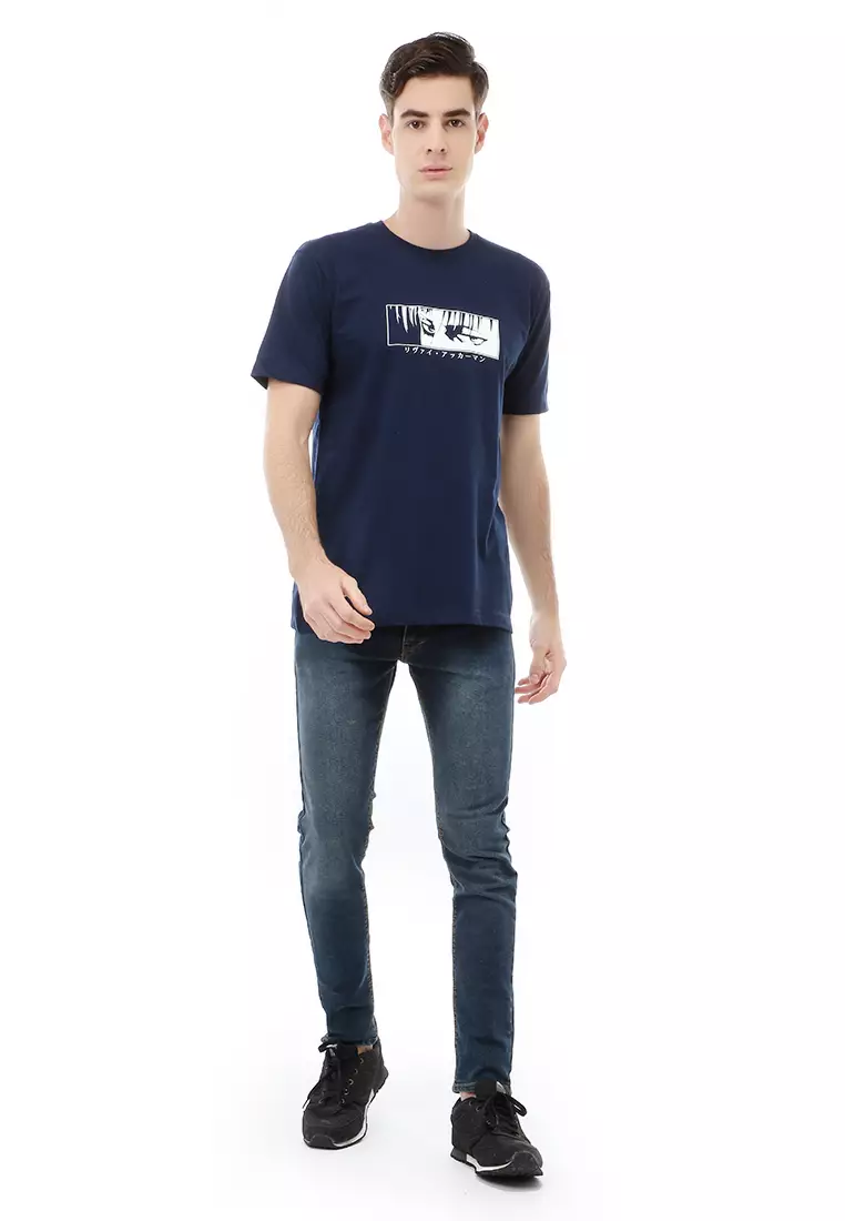 Jack T-Shirt Atasan Kasual Kaos Pria Anime Short Sleeve Material Cotton ORIGINAL - Navy
