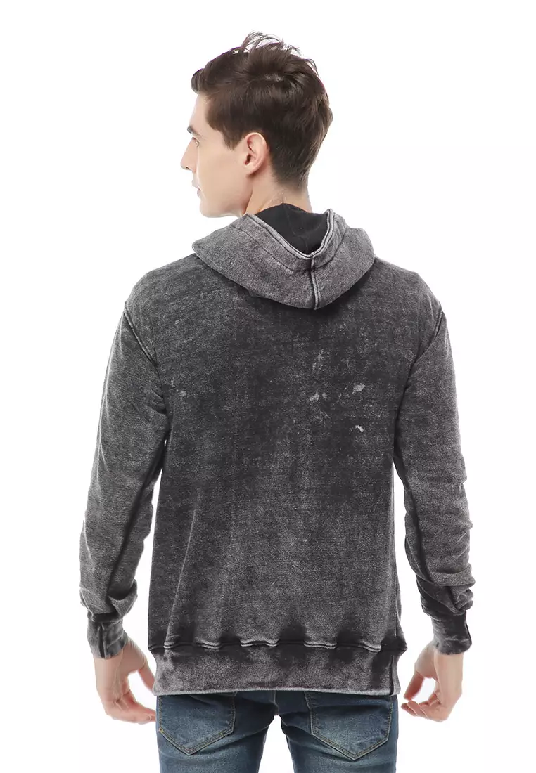 Clover Sweater Hoodie Tie Dye Pria Staylish Material Fleece ORIGINAL - Black