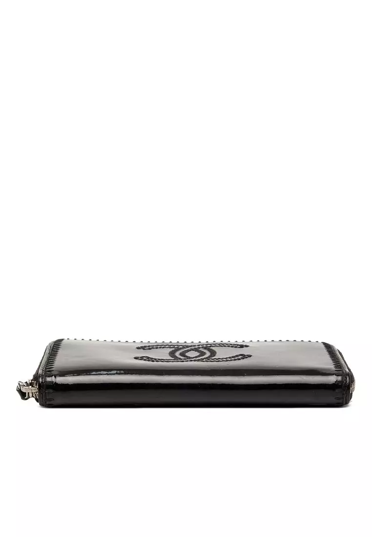 Pre-Loved Chanel Cc Patent Stitched Long Wallet