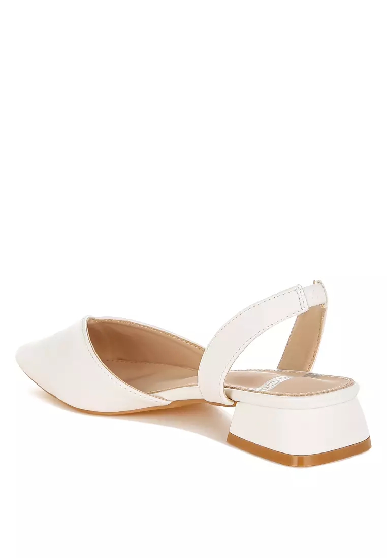 Sandal Slingback Kulit Lembut Warna Putih