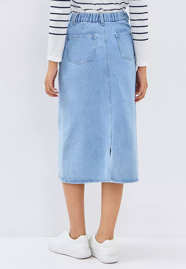 C2 Zissel Blue 7/8 Skirt Denim Wanita