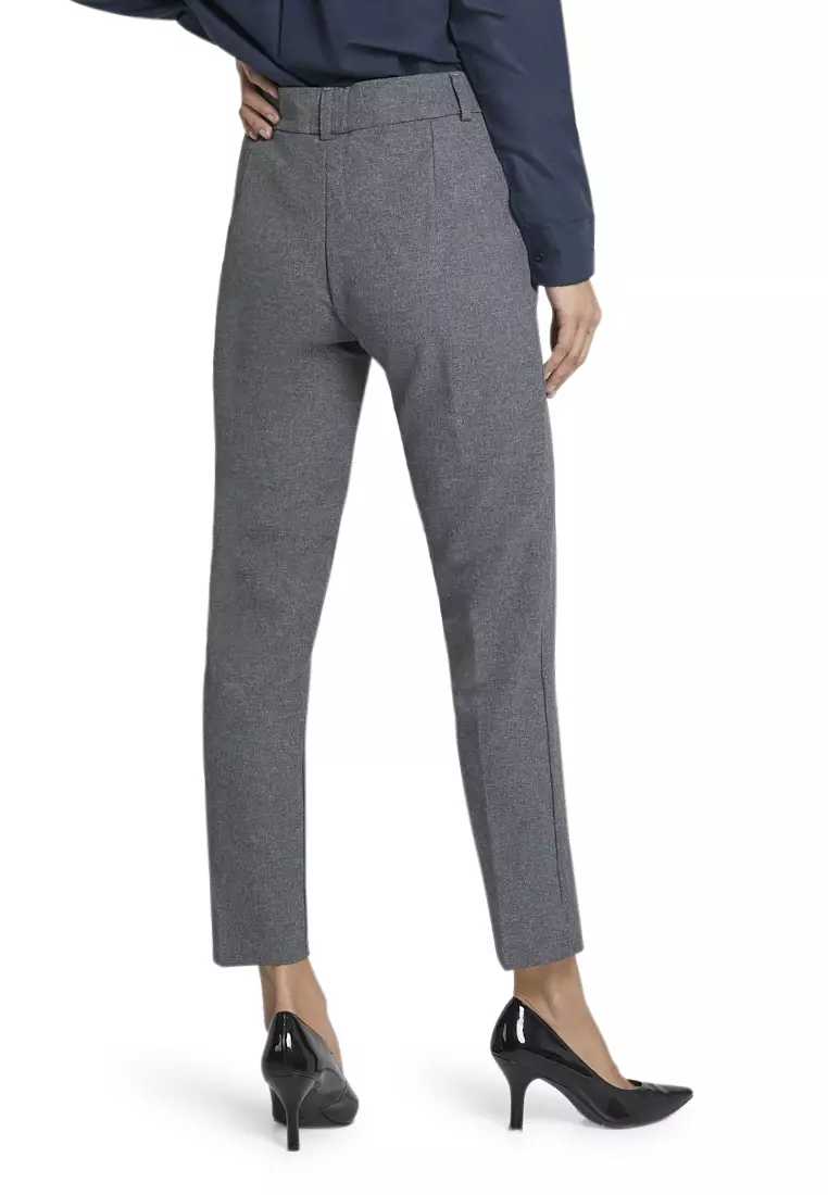 Fitzgerald Celana Kerja Motif Solid Trousers Bawahan Wanita Formal - Abu