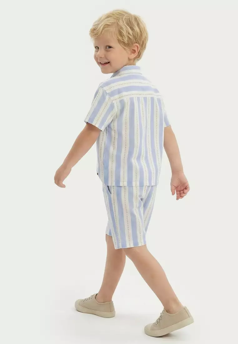 Babyshop Collared Short Sleeves Shirt And Shorts Set With Stripes