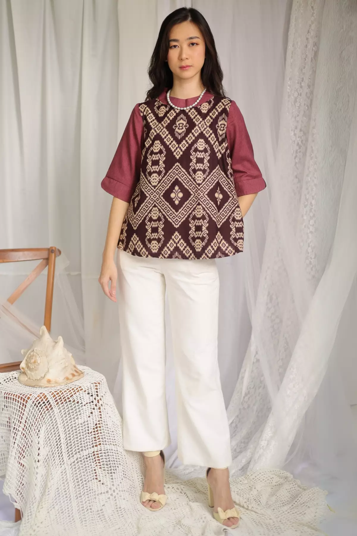 Audree Terracotta Ikat Blouse