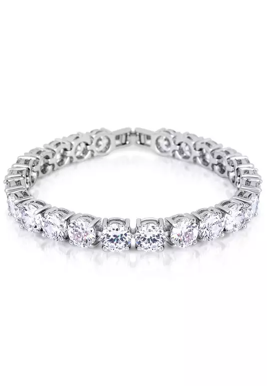 Marilyn M Tennis Bracelet Medium-White Gold/Clear