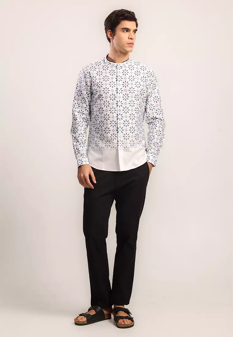 MOC Kemeja Shanghai Lengan Panjang Pria Azam - Blue