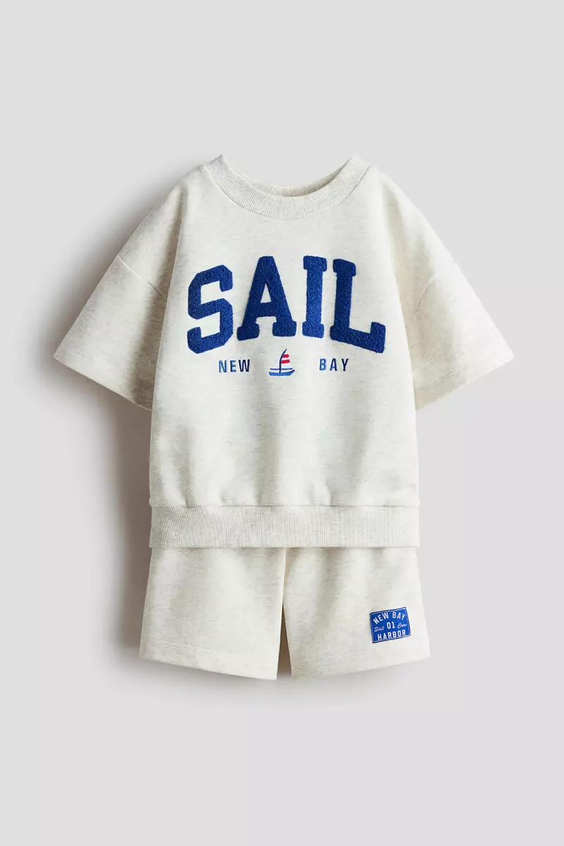2-piece motif-detail sweatshirt set