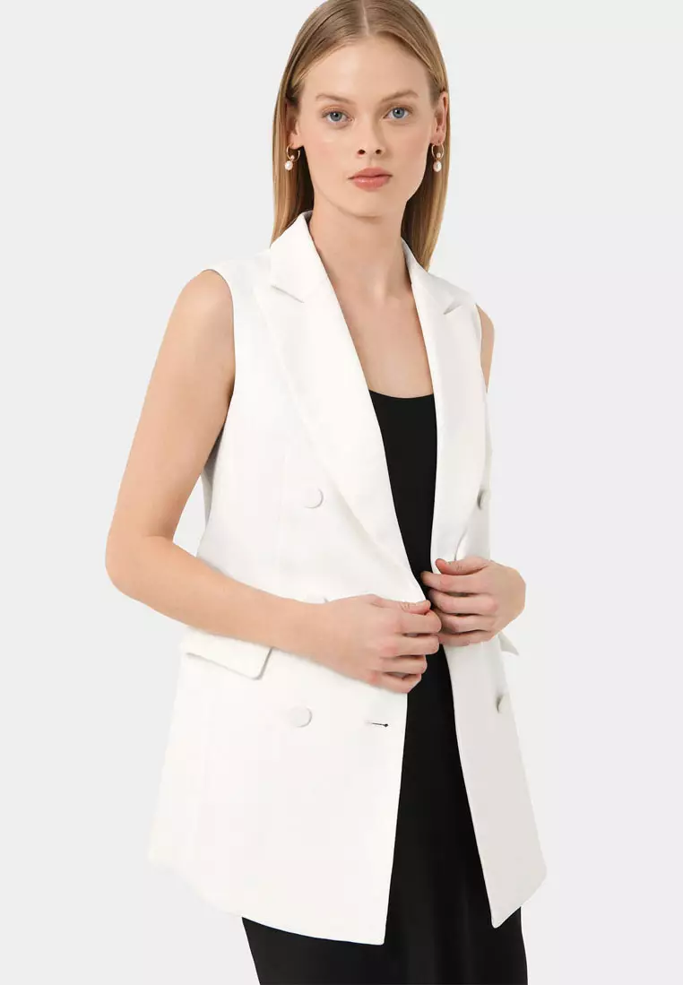 White longline vest store