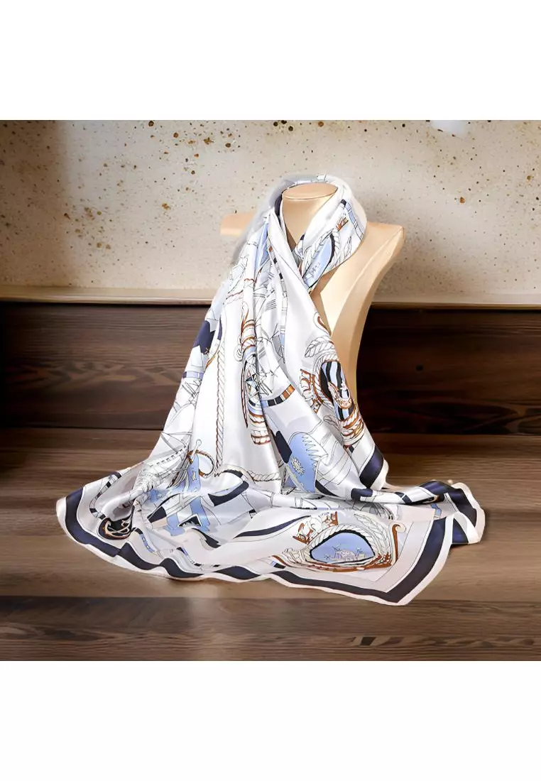 Luxury Silk Ladies' Large Scarf, Sun-Proof Crepe Satin, Premium Souvenir.