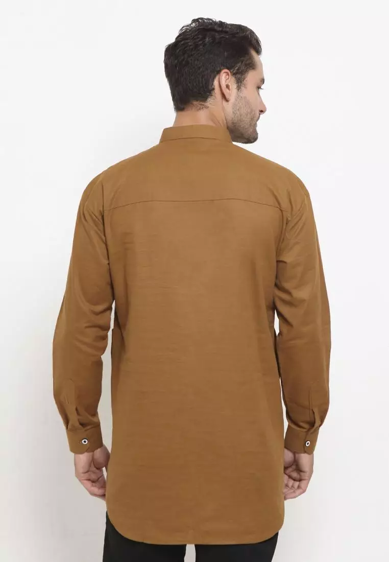 Zayidan Baju Koko Gamis Muslim Pria Rauf - Coklat