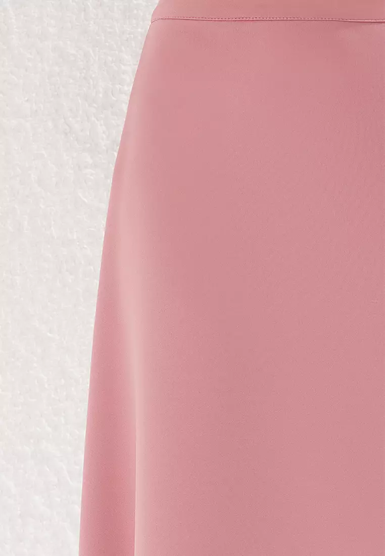 Pink A Line/Flare Cut Midi Skirt