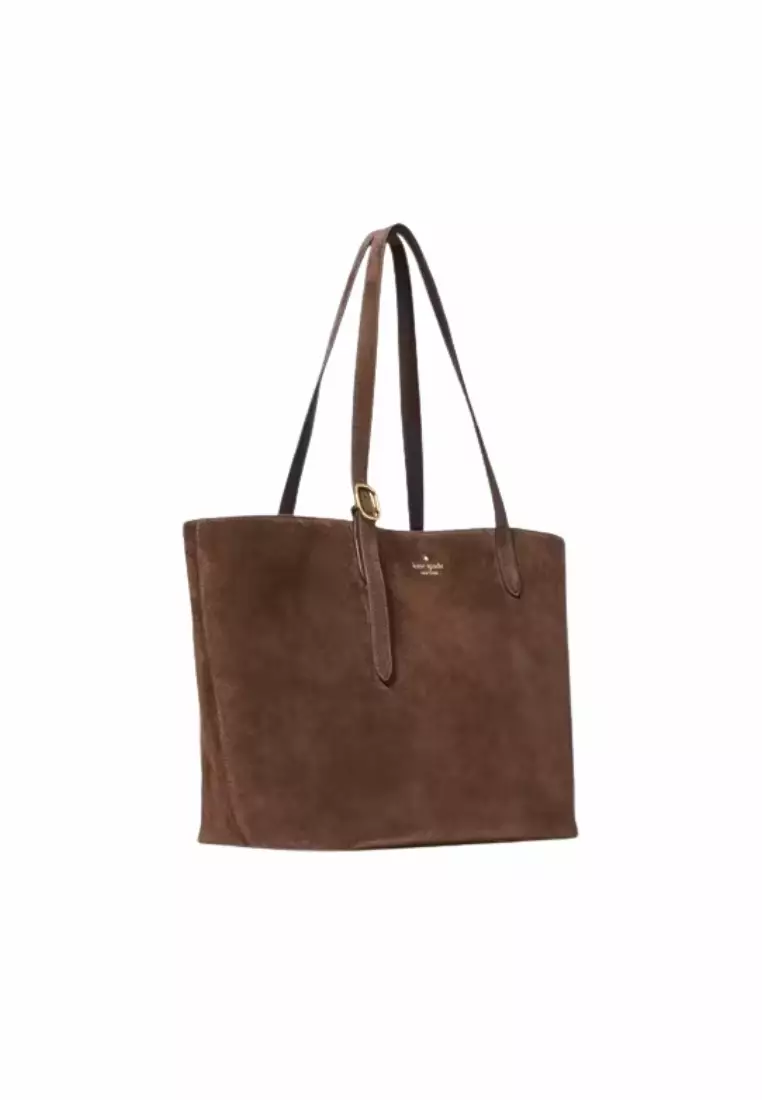 Kate Spade 454 Suede Large Tote Bag In Hot Fudge KM714