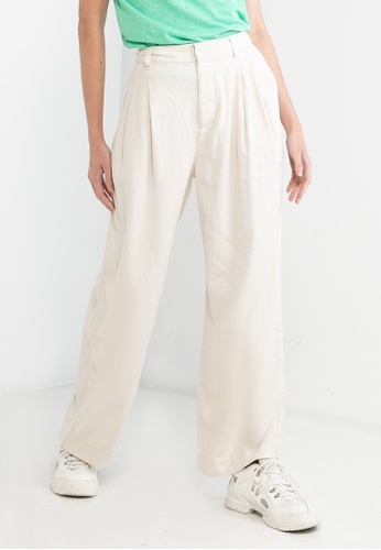 GAP Washwell High Rise Wide-Leg Pleated Linen Trousers | ZALORA Malaysia