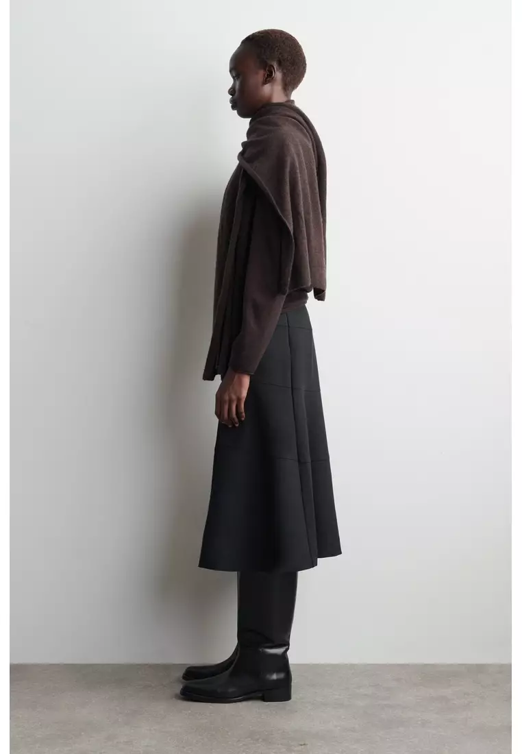 CURVED A-LINE MIDI SKIRT