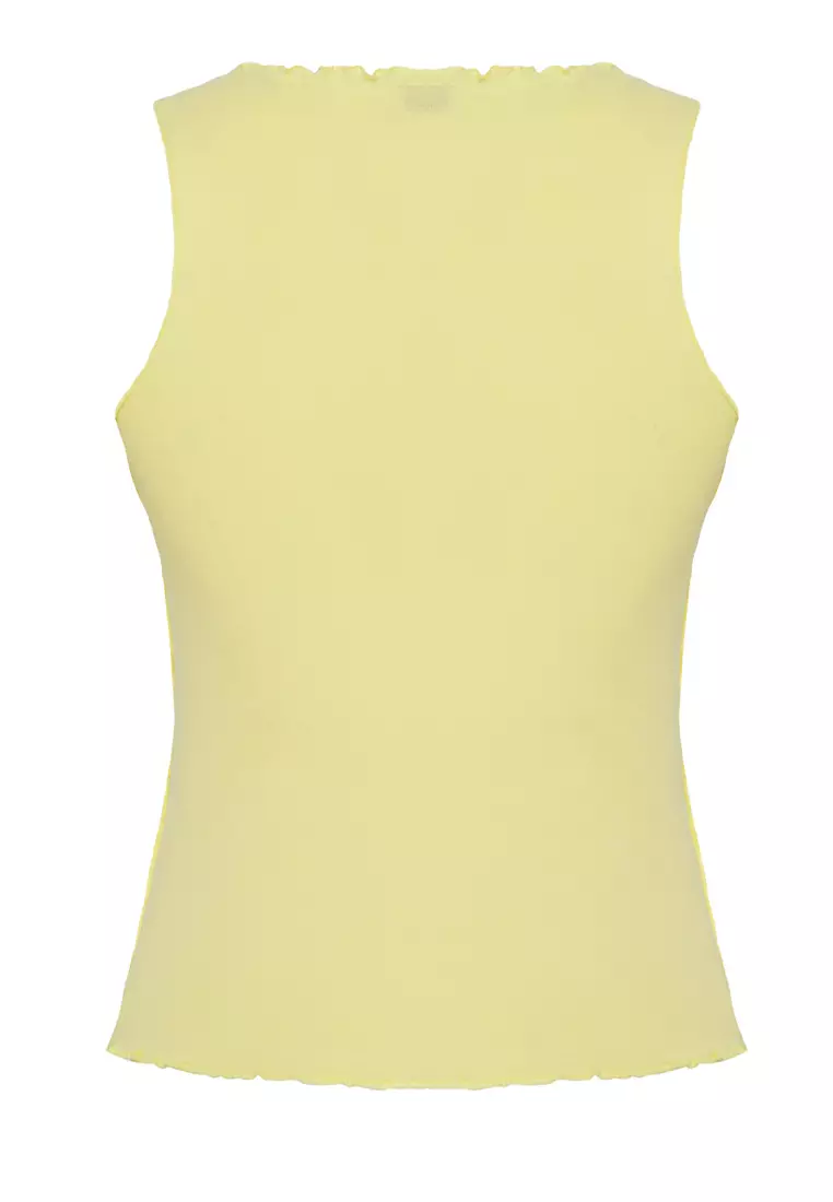 Light Yellow Ribbed Fitted/Body-Sitting Knitted Undershirt Twoss25Al00032