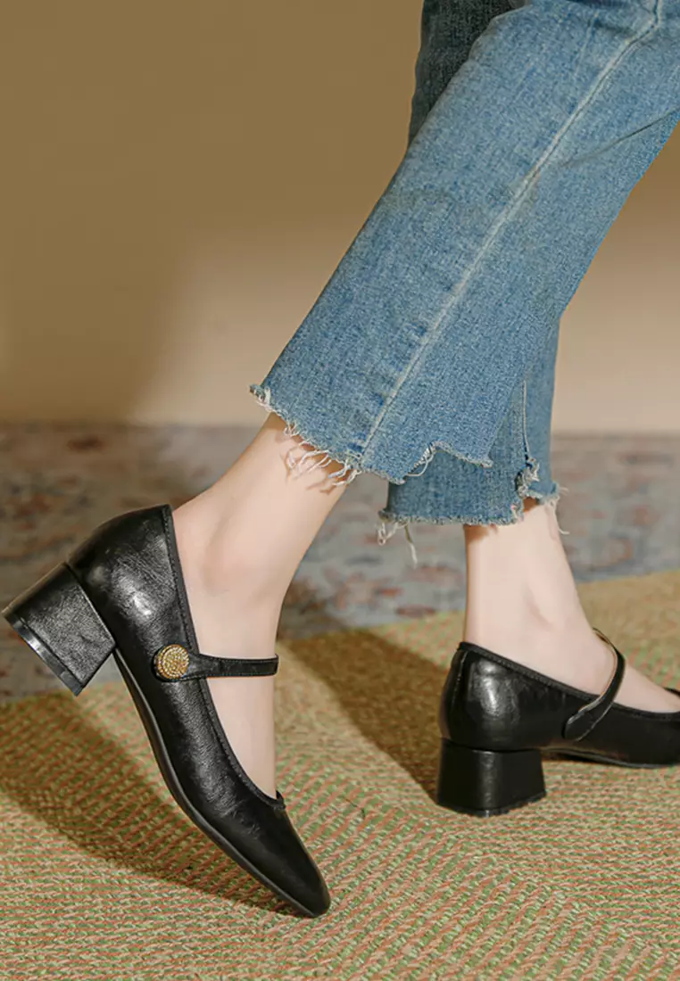 4CM Vintage Microfiber Leather Mary Jane Shoes TE2010-6