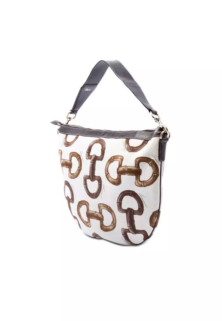 Pre-Loved Gucci Printed Canvas Horsebit Hobo
