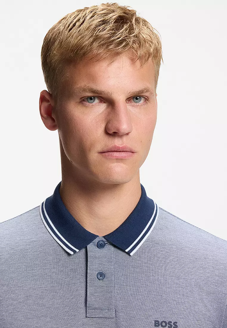 Oxford-Pique Polo Shirt - BOSS Orange