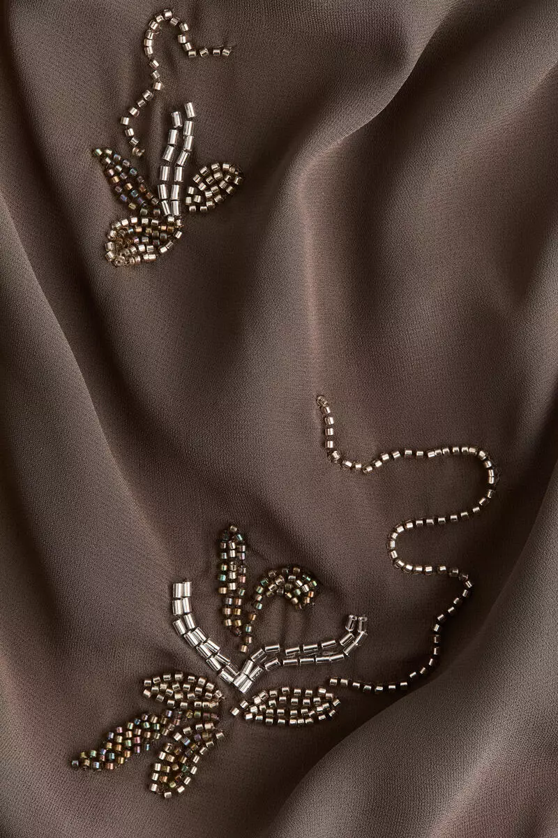 Beaded draped-panel dress